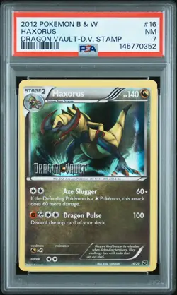 2012 POKEMON BLACK & WHITE DRAGON VAULT DRAGON VAULT STAMP #16 HAXORUS PSA 7 - Image 1