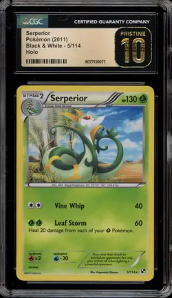 Pokemon Serperior Black & White Holo Rare #5 CGC 10 Pristine - Image 1
