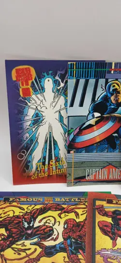 1993 Marvel Card Lot Of 5 Captain America Spider-Man War Machine Deadpool - Image 2