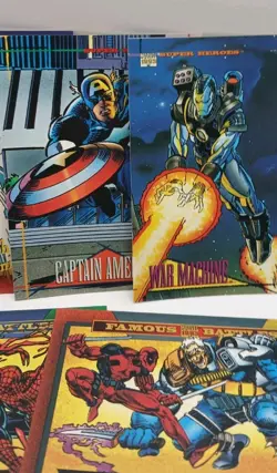 1993 Marvel Card Lot Of 5 Captain America Spider-Man War Machine Deadpool - Image 3