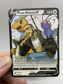 Post Malone V Van Gogh Gold Metal Pokemon Card-Collectible Gift Display！NICE! - Image 2