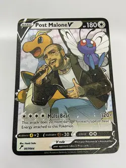Post Malone V Van Gogh Gold Metal Pokemon Card-Collectible Gift Display！NICE! - Image 3