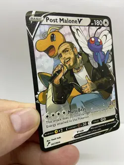 Post Malone V Van Gogh Gold Metal Pokemon Card-Collectible Gift Display！NICE! - Image 5