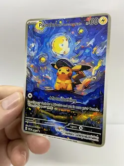 Pikachu Van Gogh Gold Metal Pokemon Card-Collectible Gift Display！NICE! - Image 1