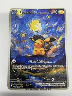 Pikachu Van Gogh Gold Metal Pokemon Card-Collectible Gift Display！NICE! - Image 2