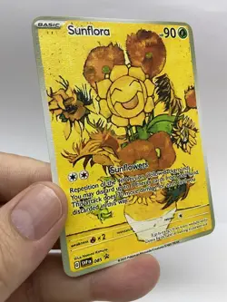 Sunflora Van Gogh Gold Metal Pokemon Card-Collectible Gift Display！NICE! - Image 1