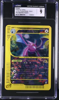 CGC 9 MINT Crobat 10/12 Jumbo Promo Cards Skyridge Box Topper Pokemon Card - Image 1