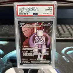 2025 Pokemon Destined Rivals Team Rocket's Mewtwo Ultra Rare #213/182 PSA 10 Gem - Image 1