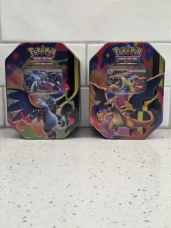 Pokemon Mega Charizard x and Y Tins Lot of 2 New Sealed - Image 1