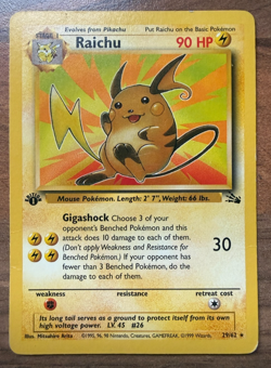 POKEMON RAICHU - 29/62 Fossil Regular 1st edition, non halo. - Image 1