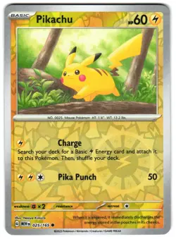 Pikachu 025/165 Reverse Holo SV: Scarlet & Violet 151 English Pokemon NM - Image 1