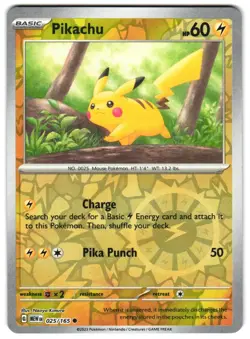 Pikachu - 025/165 Reverse Holo SV: Scarlet & Violet 151 English Pokemon NM - Image 1