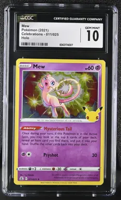 Pokemon Card CGC 10 MEW Holo Rare #011 Sword & Shield Celebrations - Image 1