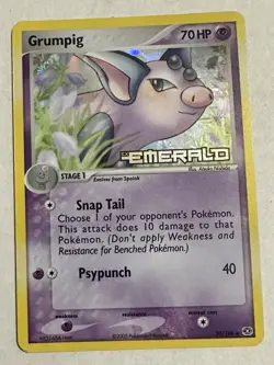 Pokemon Grumpig 30/106 EX Emerald Reverse Holo Stamped Rare LP - Image 1