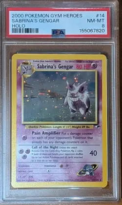 Pokemon TCG Sabrina's Gengar 14/132 Gym Heroes Holo Shadowball Swirl 🌀 PSA 8 - Image 1