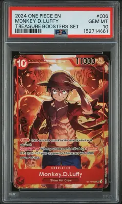 MONKEY D LUFFY ST10-006 PSA 10 GEM MINT One Piece TREASURE BOOSTERS SET English - Image 1
