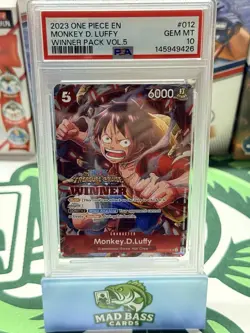 2023 One Piece En Monkey.D.Luffy Winner Pack Vol.5 #012 PSA 10 GEM MINT - Image 1