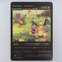 Pokemon Charizard Evolutions GX Black Vinyl Gold Foil Fan Art Collector Card TCG - Image 1