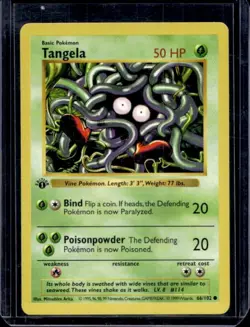 Pokemon Cards: Base Set 1st Edition Common: Tangela 66/102 - Image 1