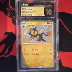 Pokemon TCG Luxio Paldean Fates 136/091 Shiny Rare Holo CGC Pristine 10 (2024) - Image 1