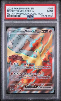 Pokemon Destined Rivals #208 Rocket’s Moltres EX Ultra Premium Collection PSA 9 - Image 1
