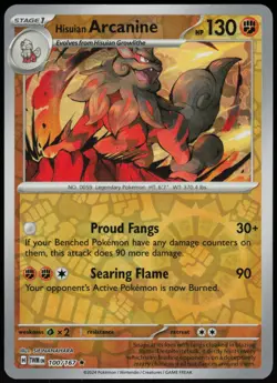 Hisuian Arcanine 100/167 Reverse Holo SV06: Twilight Masquerade Pokemon TCG - Image 1