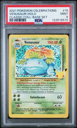 Pokemon Venusaur Holo Celebrations Classic Collection 15/102 PSA 9 Mint - Image 1