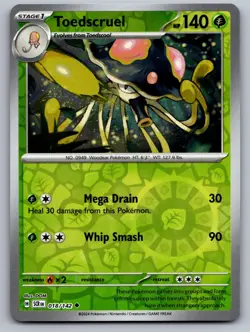 Toedscruel 18/142 Uncommon Stellar Crown Pokemon Reverse Holo Near Mint - Image 1