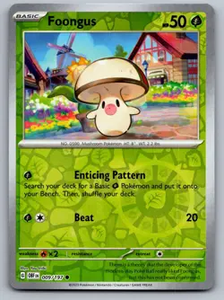 Foongus 009/197 Common Obsidian Flames Pokemon Reverse Holo Near Mint - Image 1