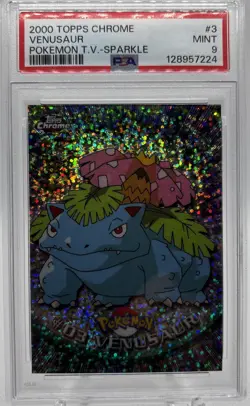 2000 Pokemon Topps Chrome TV Venusaur #3 Sparkle Holo PSA 9 MINT POP 19 - Image 1