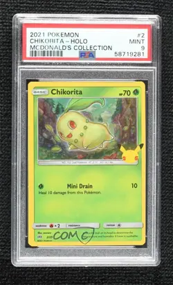 Chikorita Pokemon Sword & Shield McDonald's Collection PSA 9 MINT - Image 1