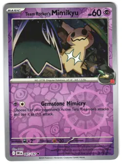 Team Rocket's Mimikyu 087/182 Reverse Holo Destined Rivals English Pokemon NM - Image 1