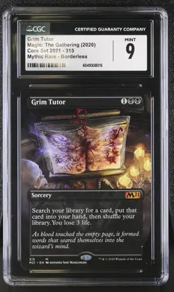 GRIM TUTOR 2021 Core Set Borderless Mythic CGC 9 MTG [Nostalgium] - Image 1