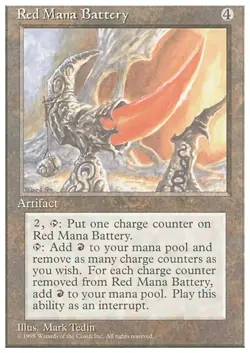 RED MANA BATTERY x1 mtg NM 4th Edition 1 Rare UNPLAYED - Image 1