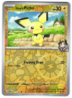 Ethan's Pichu 071/182 Reverse Holo SV10: Destined Rivals Pokemon TCG - Image 1