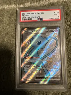 Pokemon 2024 PAF en Mew EX #216 Shiny Ultra Rare PSA 9 - Image 1