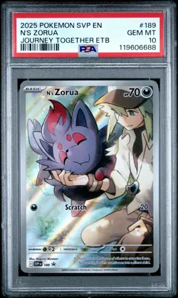N'S Zorua 2025 Pokemon Black Star Promo 189 Journey Together ETB PSA 10 Gem Mint - Image 1