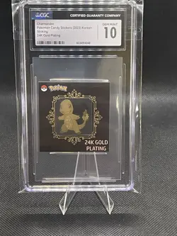 Charmander Pokemon Candy Stickers 2023 Korean Striking 24K Gold Plated CGC GM 10 - Image 1