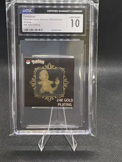 Charmander Pokemon Candy Stickers 2023 Korean Striking 24K Gold Plated CGC GM 10 - Image 2