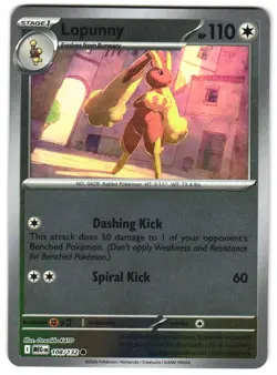 Lopunny 108/132 Reverse Holo ME01: Mega Evolution Pokemon TCG - Image 1