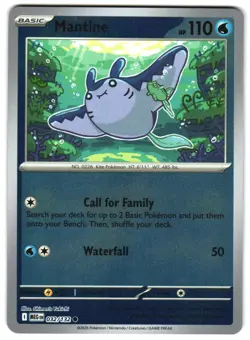 Mantine 032/132 Reverse Holo ME01: Mega Evolution Pokemon TCG - Image 1
