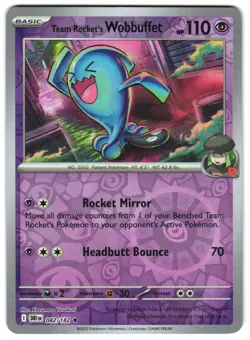 Team Rocket's Wobbuffet 082/182 Reverse Holo SV10: Destined Rivals Pokemon TCG - Image 1