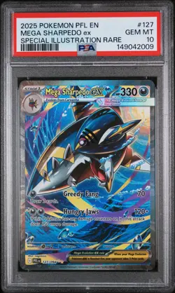 2025 Pokemon Pfl Phantasmal Flames #127 Mega Sharpedo Ex SIR PSA 10 - Image 1