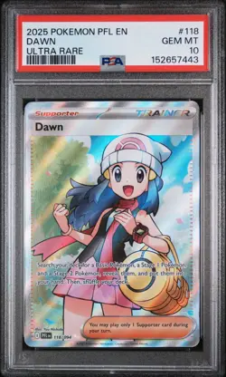 2025 Pokemon Pfl En-Phantasmal Flames #118 Dawn Ultra Rare PSA 10 - Image 1