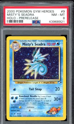 2000 Pokemon Gym Heroes PreRelease 9 Misty's Seadra PSA 8 Near Mint - Image 1