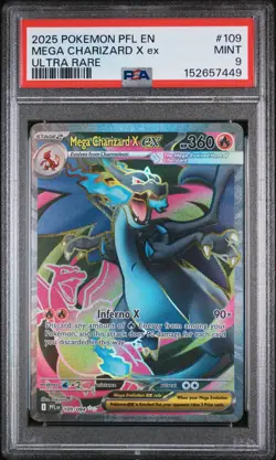 2025 Pokemon Pfl En-Phantasmal Flames #109 Mega Charizard X Ex Ultra Rare PSA 9 - Image 1