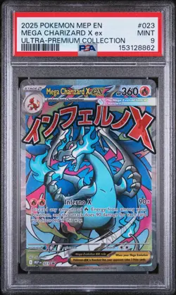 2025 Pokemon Mep En-Me Black Star Promo #023 Mega Charizard X Ex UPC PSA 9 - Image 1