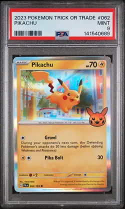 2023 Pokemon Trick Or Trade #062 Pikachu PSA 9 - Image 1