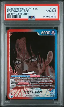 2025 ONE PIECE OP13-CARRYING ON HIS WILL ALTERNATE ART PORTGAS D. ACE PSA 10 - Image 1