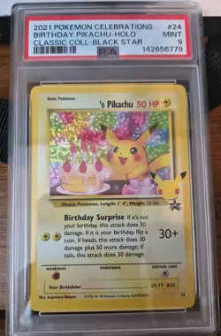 Pokemon Celebrations Classic Collection Birthday Pikachu Holo Promo #24 PSA 9 - Image 1